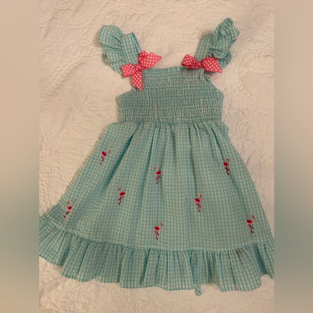 Aqua seersucker sundress